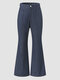 Lässige Flare-Denim-Jeans mit durchgehendem Knopf und Reißverschluss vorne - Blau