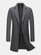 Mens Mid-Length Woolen Single-Breasted Warm Business Casual Thicken Overcoat - Gray