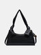 Women Solid Crocodile Pattern Shoulder Bag - Black