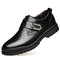 Men Leather Non Slip Metal Buckle Business Casual Formal Shoes - Black