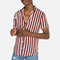 Mens Stripe Printed Turn Down Collar Short Sleeve Loose Casual Shirts - Red