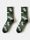 Unisex Cotton Tie-dye Skateboard Coconut Tree Pattern Printed Non-slip Breathable Thickened Socks - Green
