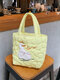 Women Fanshion Cute Cloud Duck Embroidered Tote Bag Large Capacity Shoulder Bag - Yellow 2