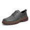 Men Retro PU Leather Non Slip Casual Shoes - Gray
