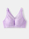 Women Cross Straps Beauty Back Breathable Thin Wireless Lace Two-Ways Wearing Bra - Purple