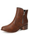 Large Size Women Casual Side-zip Pointed Toe Brief Solid Color Low Heel Ankle Boots - Brown