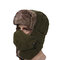 Mens Unisex Peach Skin Velvet Winter Hats Outdoor Skiing Windproof With Masks Russian Caps - Army Green