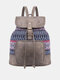 Women Canvas Fabric Vintage Ethnic Pattern Bohemian Backpack Adjustable Strap Casual Bag - Blue