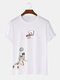 Men 100% Cotton 6 Colors Astronaut Shot Printed Casual T-Shirt - White