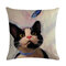 Vintage Art Oil Printing Cat Linen Cotton Cushion Cover Home Sofa Office Decor Throw Pillowcases - #1