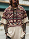 T-shirt a maniche corte con cappuccio Modello etniche geometriche da uomo - Vino rosso