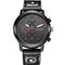 Fashion Brown Black Leather Strap Big Dial Quartz Sport Watches for Men - Black
