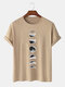 Mens 100% Cotton Moon Eclipse Printed Short Sleeve Graphic T-Shirt - Khaki