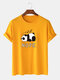 Mens Nope Panda Print 100% Cotton Loose Casual Short Sleeve T-Shirt - Yellow