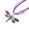 Trendy Colorful Dragonfly Pendant Necklaces Rhinestones Fabric Womens Long Necklaces - Purple
