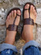Talla grande Casual Playa Punta plana con dedo pulgar zapatillas para Mujer - marrón