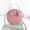 Women PU Leather Round Shape Crossbody Bag Casual Phone Purse - Pink