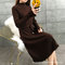 Seasonal Dress Female Over-the-knee Sweater Skirt Knit In The Long Paragraph Trumpet Sleeves Big Swing Skirt New Year Skirt - Brown