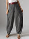 Casual Solid Color Baggy Pockets Harem Pants For Women - Gray