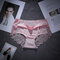 Ice Silk Lace-trim Seamless Hip Lifting Mid Waisted Panties - Pink