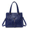 Women PU Leather Tassel Handbag Leisure Solid Crossbody Bag - Blue
