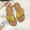 Womens Suede Casual Solid Color Comfortable Bottom Outdoor Slippers - Yellow