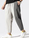 Mens Two Tone Patchwork Texture Casual Pants With Pocket - Gray