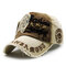 Men Women Vintage Cotton Washed Embroidery Baseball Cap Adjustable Golf Snapback Hat - Beige