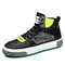 Men Colorblock Breathable Wearable High Top Casual Sneakers - Black
