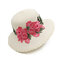 Ethnic Style Retro Straw Hat Embroidery Printed Breathable Cap - White