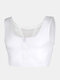 Men Zip Down Shapewear Underwear Chest Control Nylon Net Breathable Sleeveless Undershirts - White