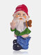 1PC Resin Gnome Dwarf Provocative White Beard Statues Holding Milddle Finger Butterfly Lawn Decorations Indoor Outdoor Christmas Garden Ornament - #01