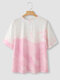 Свободная футболка с круглым вырезом и короткими рукавами Tie Dye Шея Женское - Розовый