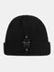 Men Plain Color Keep Warm Windproof Functional Buckle Hip-hop Knitted Hat - Black