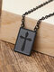 1 Pcs Classic Casual Style Cross Titanium Steel Vintage Electroplating Square Men's Military Brand Pendant Necklace - Black