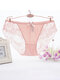 Plus Size Sexy Lace Low Rise See Through Breathable Panties - Pink