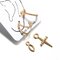 Trendy Semicircle Earrings Cross Leaves Pendant Earrings 3Pcs Alloy Gold Women Earrings Set - Gold