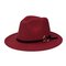 Unisex Felt Wild Warm Dress Hat Outdoor Windproof Belt Ring Buckle Bucket Cap - Red