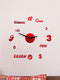 Mini Home Wall Clock 3D DIY Acrylic Mirror Stickers For Home Decoration Living Room Quartz Needle Digital Self Adhesive Hanging Watch - Red