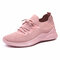 Women Knitted Brathable Soft Sole Comfy Sports Casual Sneakers - Pink