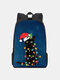 Women Men Christmas Cat Lantern Pattern Printing Backpack - Blue