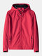 Mens Outdoor Sport Waterproof Quick Dry Zipper Pocket Drawstring Hooded Jackets - Red