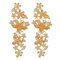 विंटेज अनियमित फूल सिलाई बालियां धातु ज्यामितीय लंबी झुमके ठाठ आभूषण - सोना