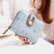 Women Floral Card Slots Bifold Wallet Purse Organ Bag - Blue
