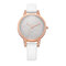 Fashion Glitter Women Watch Leather Quartz Waterproof Thin Watch No Number Watch - White