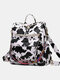 Women PU Leather Zebra Cow Pattern Printed Multi-Carry Backpack Shoulder Bag - 4