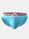 Men Plain Logo Waistband Pouch Briefs Low Waist Breathable Underwear - Light Blue