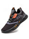 Men Color Blocking Breathable Lace Up Sport Casual Running Shoes - Black