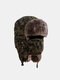Unisex Ski Cloth Plus Velvet Thickened Solid Color Camo With Masks Outdoor Cycling Warmth Windproof Trapper Hat - Camo Green