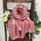 Women Embroidered Comfort Linen Scarves - Pink